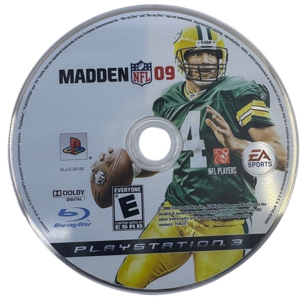Madden NFL 09 Sony PlayStation 3 PS3 2008 EA Sports Video Game Disc BLUS-30146
